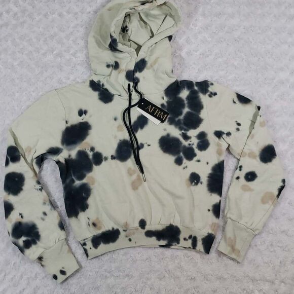 AFRM Pullover Fleece Ink Blot Pattern Sweatshirt Hoodie Size Extra Small NWT - Picture 1 of 7